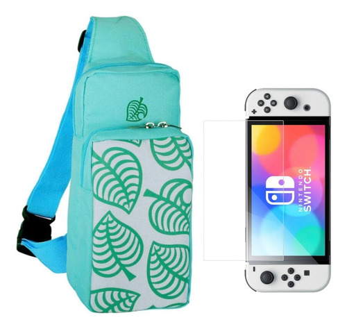 Maleta Riñonera Animal Crossing+ Vidrio Nintendo Switch Oled