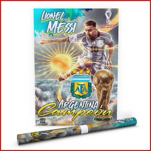 Poster Messi Argentina Campeón Mundo Qatar 2022 #2 - 40x60cm