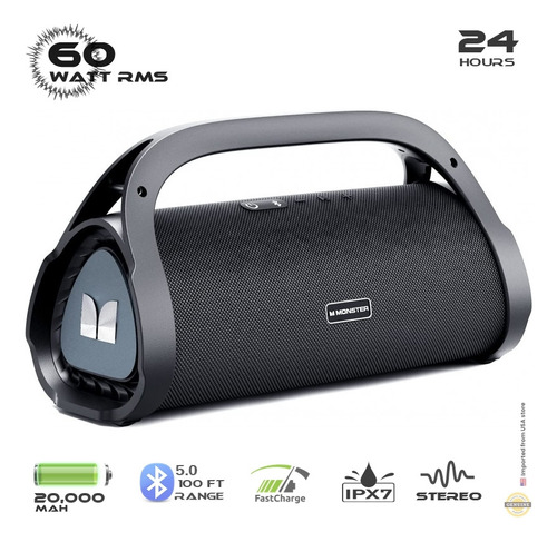 Bocina Boombox Monster Adventurer Max Ipx7 Bt 24hr 20000mah