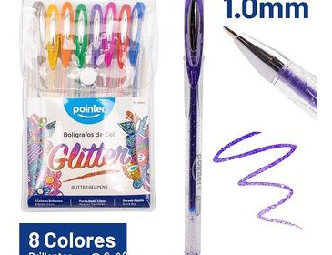 Boligrafo Tinta Gel Escarchado X8pzas 8 Colores Pointer 