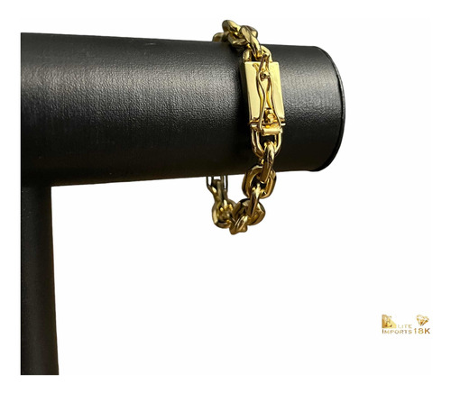 Pulseira 12mm Cadeado Banhado A Ouro Luxo Masculino  