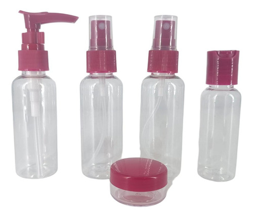 Kit Botellas De Viaje Envases Reutilizables 5 Piezas 60ml