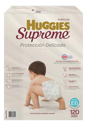 Pañales Huggies Supreme Platino Etapa 6 Con 120 Pzs Unisex