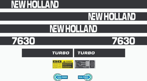 Decalque Faixa Adesiva Trator New Holland 7630 Dual Power