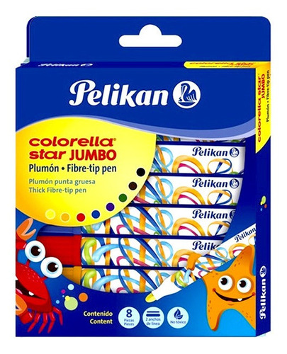 Marcador Pelikan Colorella Star Jumbo Clasicos X 8 Unidades