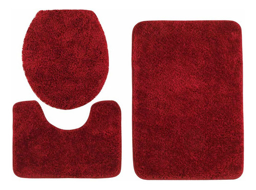 Set Alfombra Peludo Para Baño 3 Piezas Antideslizante