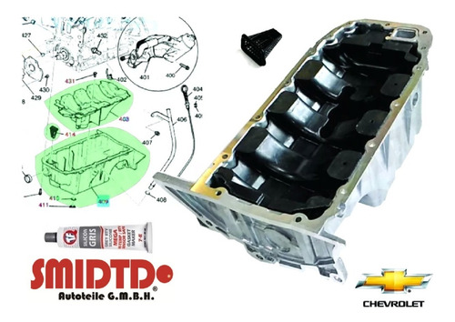 Imagen 6 de 6 de 1 Carter Con Tapon Para Chevrolet Sonic 12-17 1.6l 1 Deflector 1 Colador De Aceite 1 Silicon Envío Gratis