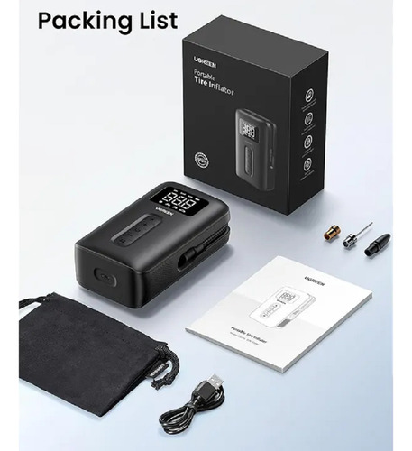 Inflador Compresor Aire Portatil Llanta Ugreen Cd259 Batería