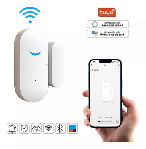  Sensor de ventana de puerta WiFi: sensor de contacto  inteligente con alertas de aplicación, detector de apertura de puerta  compatible con Alexa Google Assistant, sensor detector de entrada para  seguridad del