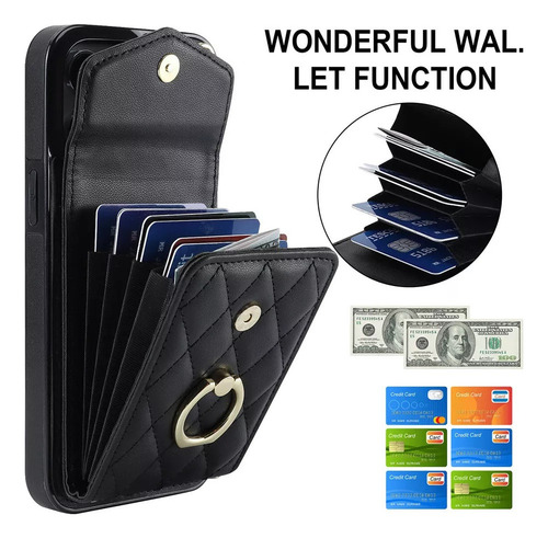 Funda De Piel For Iphone16/15pro Funda Cartera Con Correa