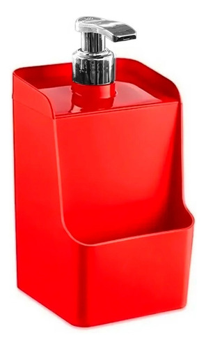 Dispenser De Plástico 500ml Porta Detergente E Esponja Slim Cor Vermelho2