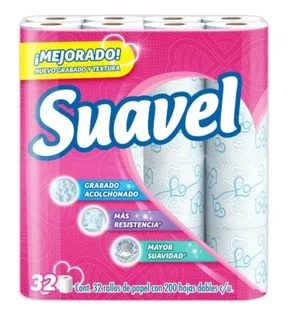 Papel Higiénico Suavel 32 Rollos De 200 Hojas Dobles C/u