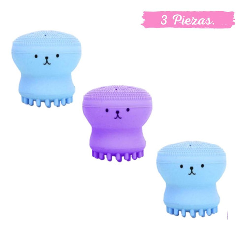 Cepillo Limpiador Exfoliante Facial Forma De Pulpo(3 Piezas)