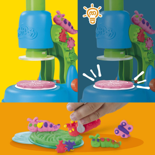 Set De Masas Play Doh Microscopio Luminoso Color Azul
