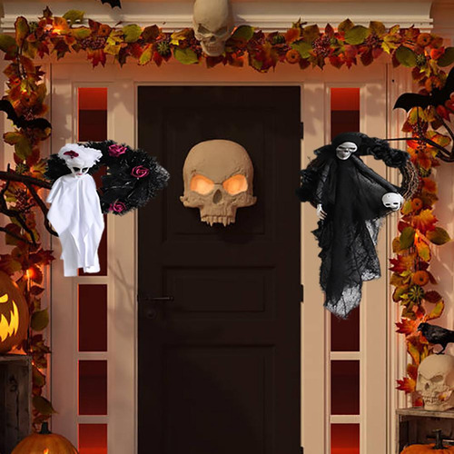 Corona De Fantasmas De Halloween, Esqueleto De Terror En Bla