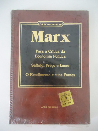 Marx Os Economistas Para A Crítica Da Economia Política