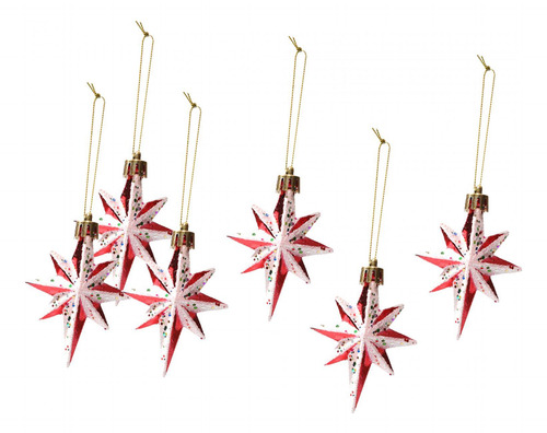 2 Enfeites De Árvore De Natal, Estrela De 8 Pontas 6pcs