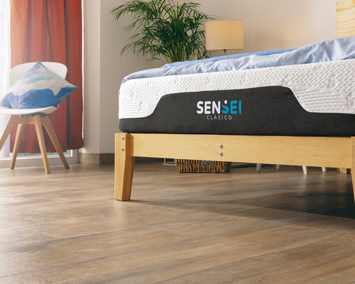 Base De Madera Armable Sensei Nigra King Size Color Marrón base nigra king size