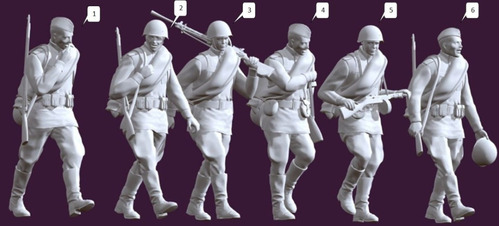 Soldado Ruso Mod3 Ww2, Escala 1/16 (12cm), Color Blanco.