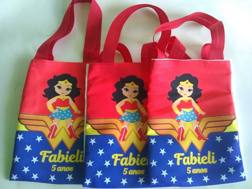 Imagem 3 de 4 de 10-sacolinhas 15x20 Personalizadas Mulher Maravilha