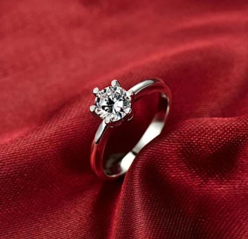 Anillo De Compromiso De Oro Blanco 18k Con Zirconia- Mod 356