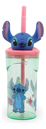 Copo 3d Desenho Stitch Lilo C/canudo Disney Infantil 360ml