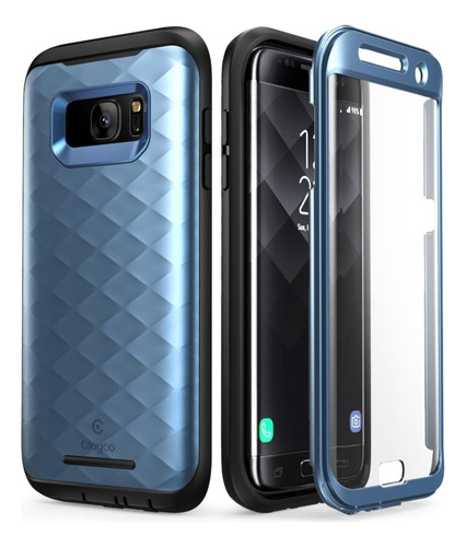 Case Galaxy S7 Edge 3 Partes Azul Frost 360 Mica Antishock 