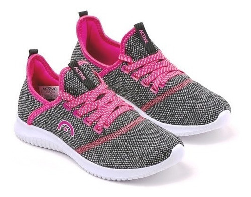 Zapatilla Ringo Active Lola Fly Knits Mujer Negro Fucsia Dep