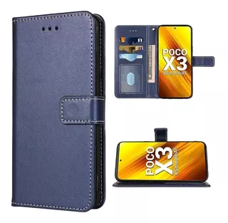 Funda Billetera C/cierre Magnetic Xiaomi Poco X3/x3 Nfc Azul