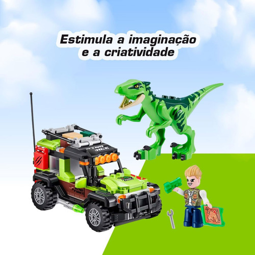 Bloco De Montar Max Dino Adventure Velociraptor 252pçs Zuru