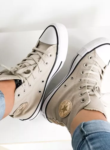 Tenis Converse Chuck Taylor All Star Bege Dourado Cano Alto