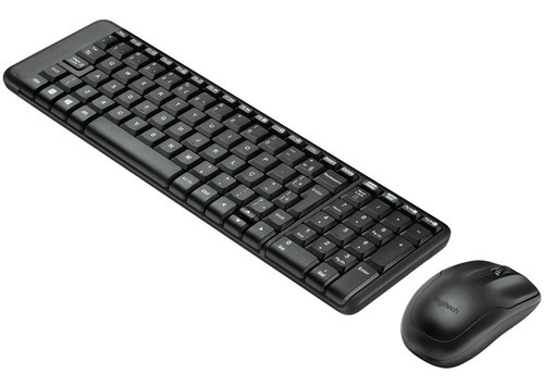 Kit de teclado e mouse sem fio Logitech MK220 Português Brasil de cor preto