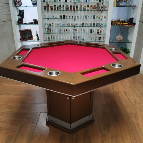 Mesa De Poker Cartas Hexagonal Comedor Puertas Paño Verde