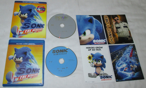 Pelicula Sonic The Hedgehog . Blu-ray + Dvd+ 4 Tarjetas.