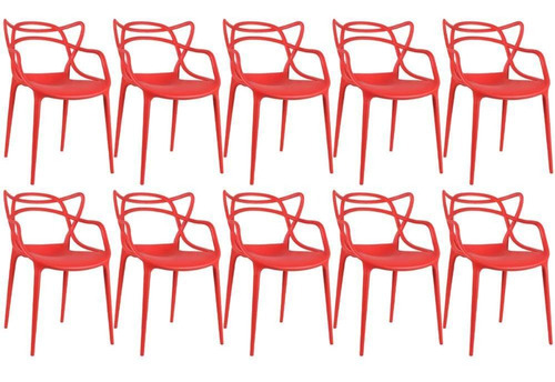 10  Cadeiras Allegra Cozinha Ana Maria Inmetro Colorida Cores Cor da estrutura da cadeira Vermelho