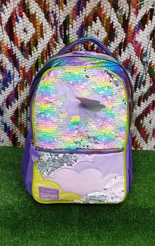 Mochila Unicornio C/lentejuelas Y Luces Zaphir Infantil 