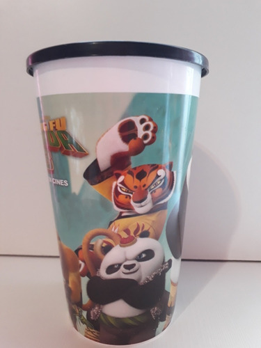 Kun Fu Panda Vaso Plastico Grande Cine Con Tapa