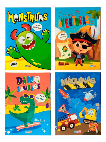 Set De 4 Libros Para Colorear Aventuras Para Niños