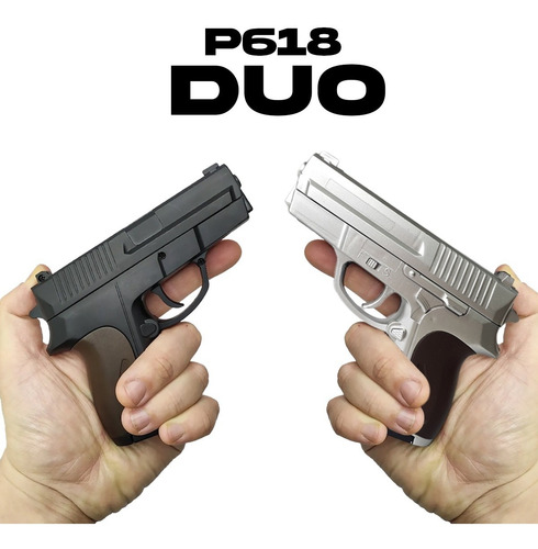 Imagen 4 de 9 de Pistola Airsoft P618 Combo X2 Compact Replica Spring 6 Mm Ct