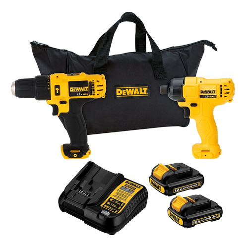 Combo 12v Rotomartillo Y Llave Dewalt Dck202c2-b3 Color Amarillo