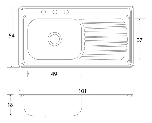 Fregadero Cocina Empotrar 1 Tina Eb 101x54x18 C202n Der