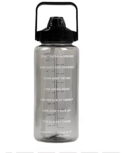 Termo Botella de Agua Motivacional con Pitillo 2 Litros Rosa Pálido
