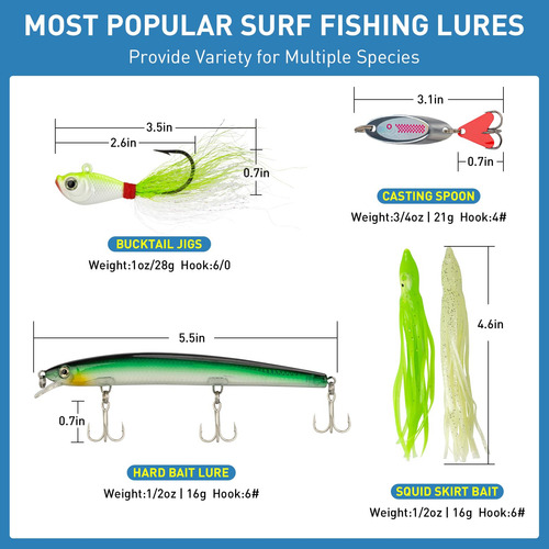 Kit De Aparejos De Pesca Thkfish Modelo Surf Agua Salada