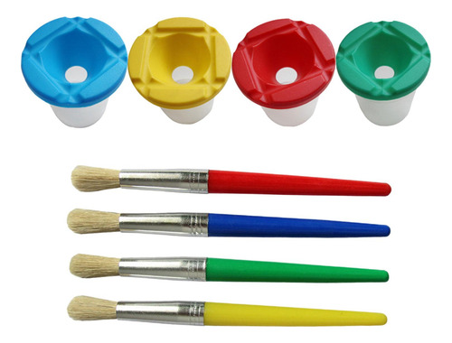 4x Vasos De Pintura Y Pinceles Para Pintar Para Niños