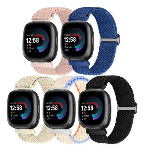 Paquete De 5 Correas De Nailon Solo Compatibles Con Fitbit .