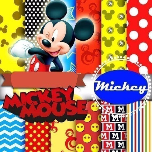 Kit Imprimible  Mickey Mouse 2 - 12 Fondos - 13 Imagenes Png