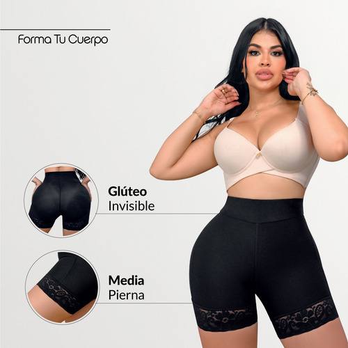 Faja Short Media Pierna Con Pretina | Ajuste Y Realce C-145 Negro Xl