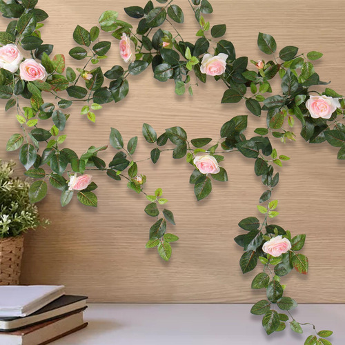 Enredaderas De Rosas Artificiales, Rosas De Seda, Rosa Claro