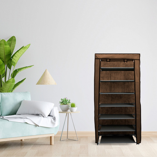 Kit De 2 Zapateras Armable Closet Organizador Cafe 6 Niveles
