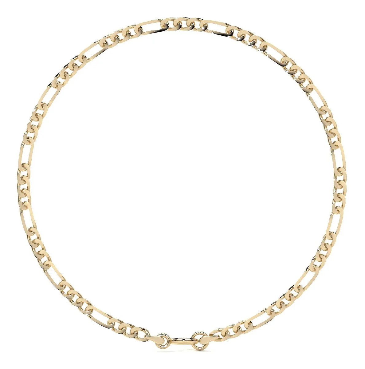 Pulsera De Oro 14k Figaro Solida De 18.5 Cm Calibre 2mm Color Dorado Diámetro 6 cm